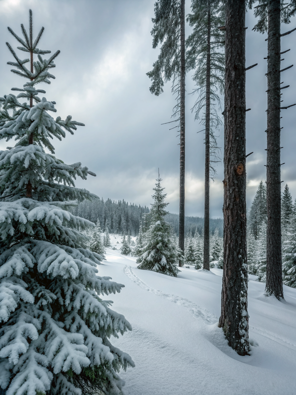 Winter's Hush Poster — Contemplative Forest Art Print